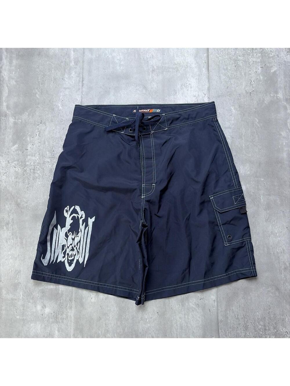 Y2K Navy Sideout Surf Grunge Skater Baggy Board Shorts